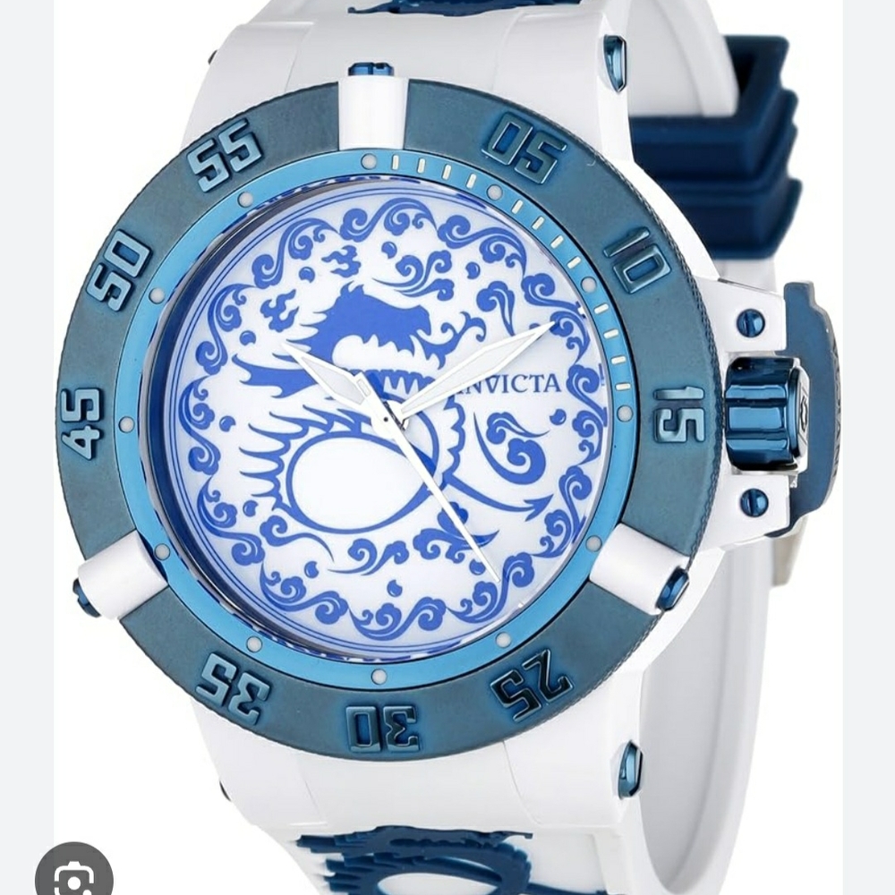 Invicta Blue and White Dragon Dial Watch